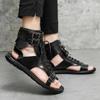 Men Roman Sandals  Leather Gladiator Sandals Outdoor Summer Roman Sandals for Men Peep Toe Open Toe Beach Shoes