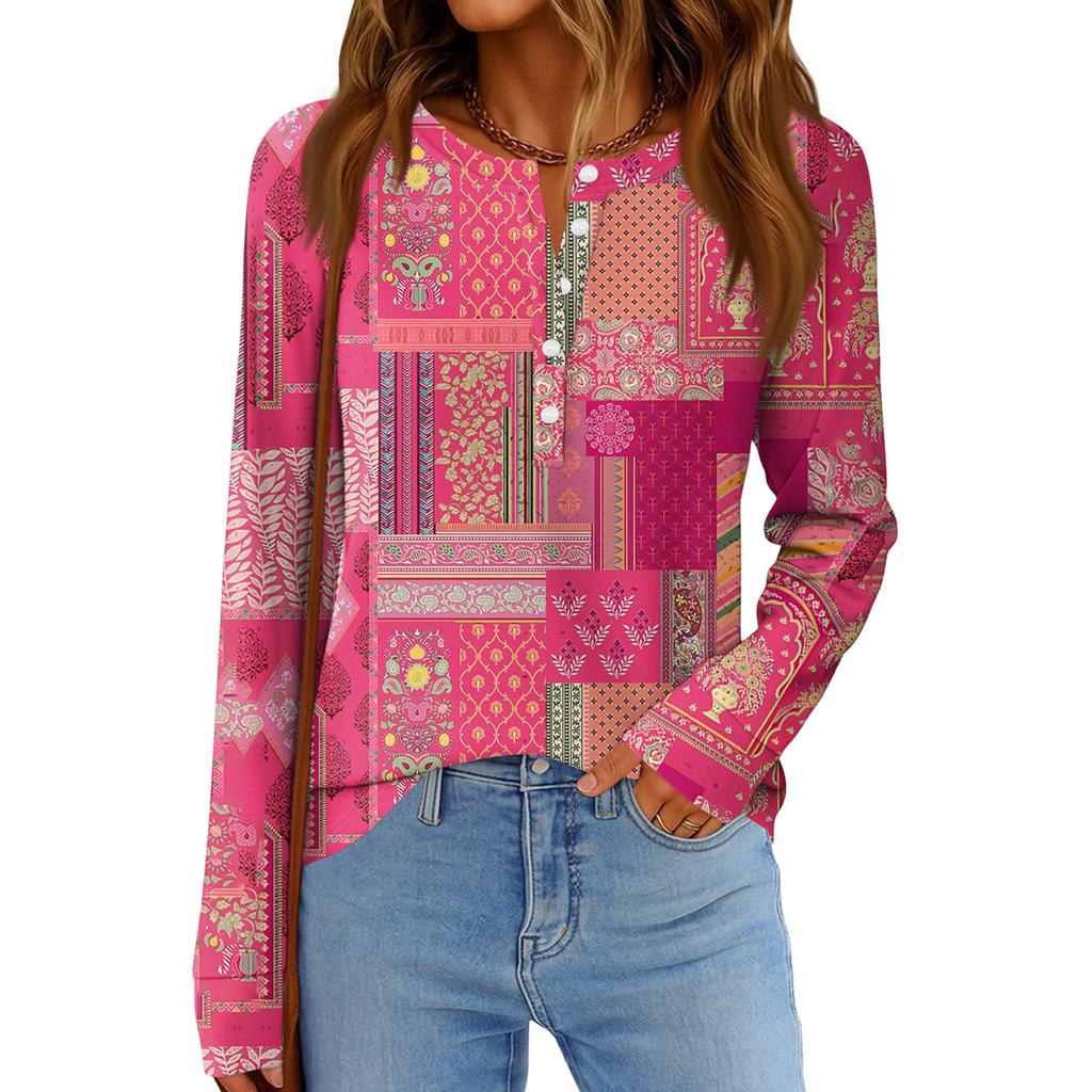 Women's Fashion Loose Long Sleeve Round Neck Casual Top