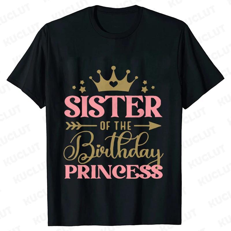 Fashion Birthday Princess Girls Party T-shirt Family Gathering Matching Sibling Tees Kids Adult Clothing Crown Graphic Y2k Tops
