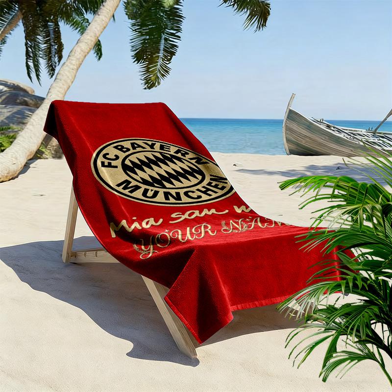 Asciugamano da Spiaggia Personalizzato con Nome FC Bayern Monaco, Grande Morbido Asciugatura Rapida per Spiaggia Campeggio Nuoto -HE211