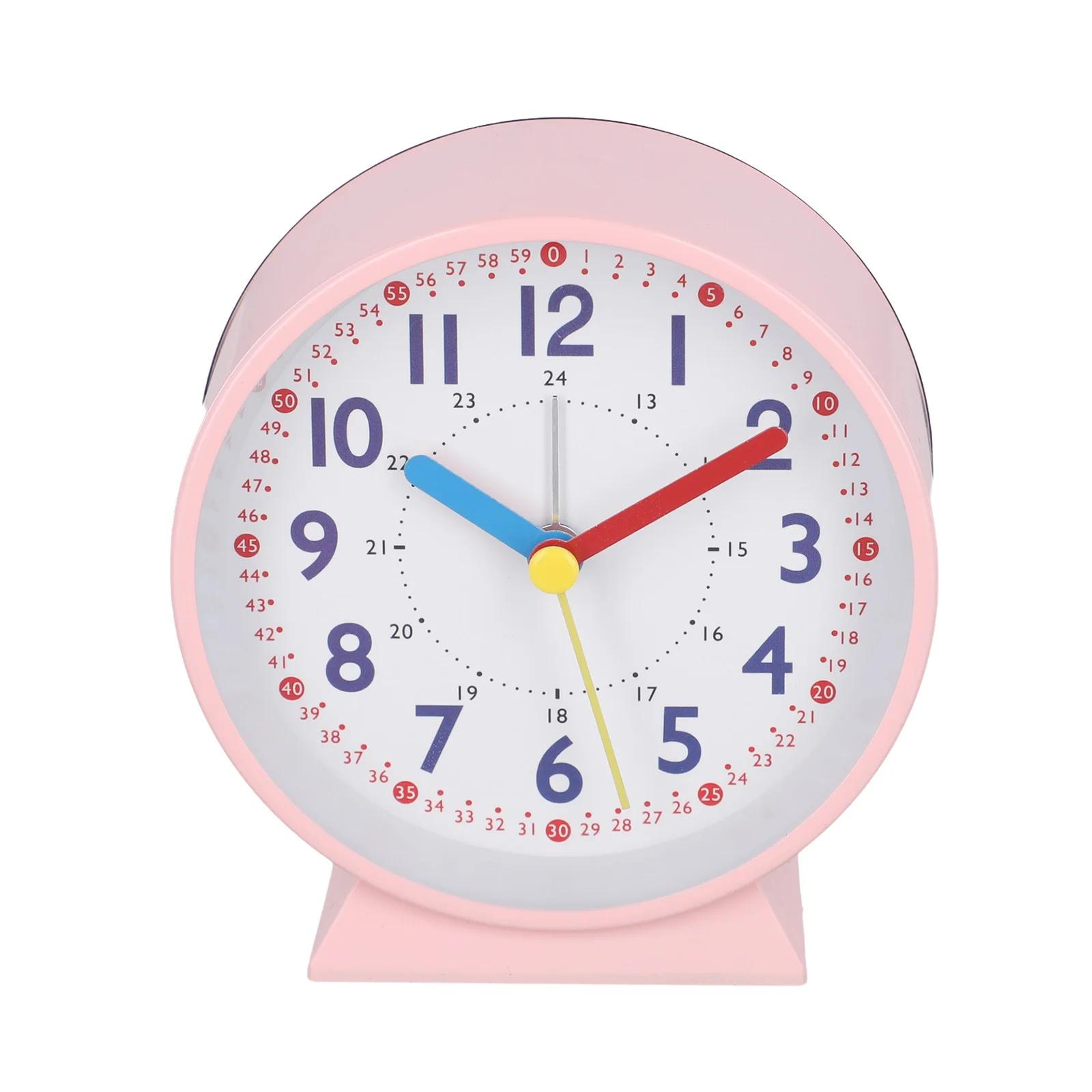 Bedside Table Luminous Alarm Clock Compact Luminous Alarm Clock Bedside Clock Compact Clock Portable Design Silent Movement розовый