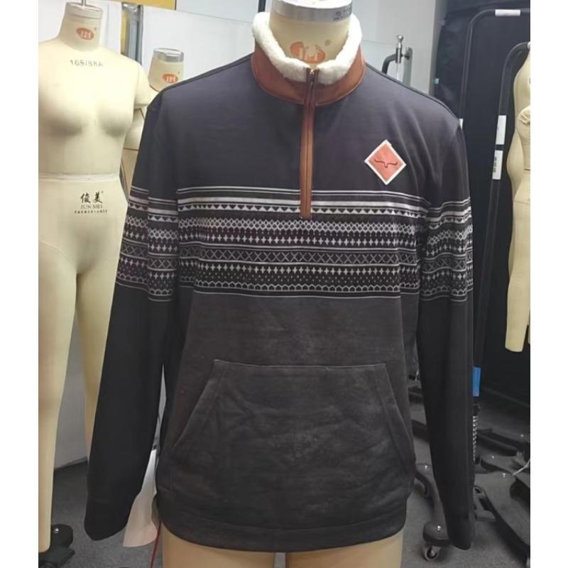 Herren Retro Western Ethno Stil Reißverschluss Stehkragen Sweatshirt