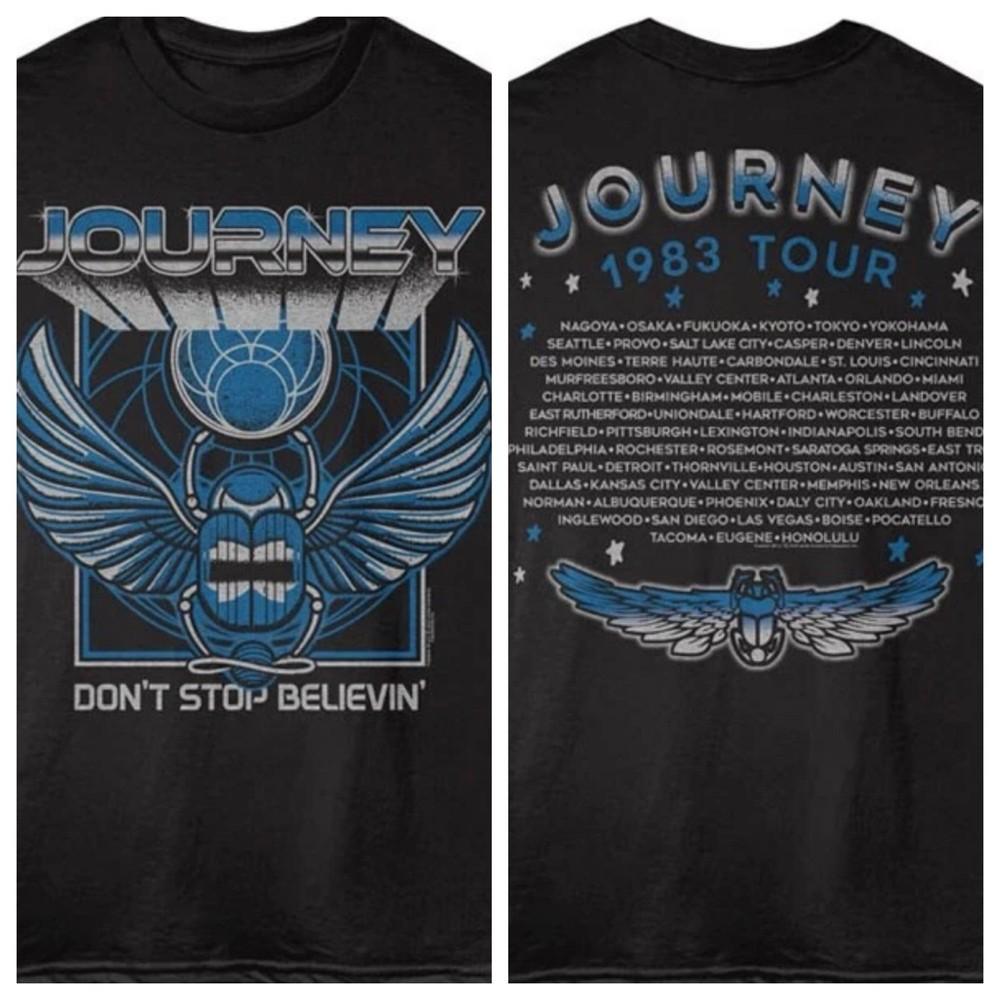 

Journey T-Shirt 1983 World Tour Rock Music Band DON039;T STOP Mens Official Black Unisex T-Shirt XXL