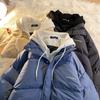 Korean Winter Leisure Cotton Clothes Women Parker Coat Y2K Multi-functional Fake Two Pocket Zipper Down Jacket Thick Coat