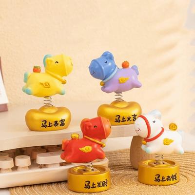 Cartoon Zodiac Pony Ornaments Pony Shape Resin Horse Statue Horse Year Kawaii New Year Desktop Ornament Office