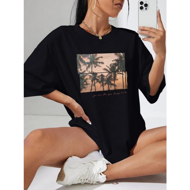 Women's Wide Stripe T-Shirt - Short Sleeve Round Neck Casual Blouse Top with Stripe Print, Medium