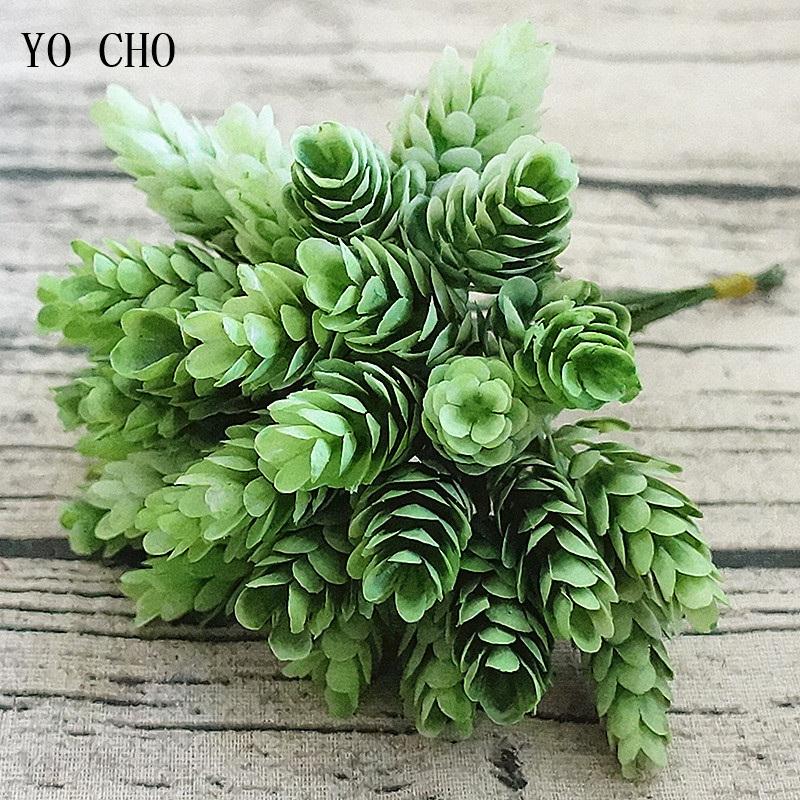 YO CHO Artificial Fake Plant Twigs Succulents Leaves 30 Heads Pineapple Grass Green Plastic Plant DIY Home Garden Wedding Decor