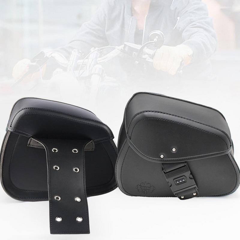 1 Pair Universal Motorcycle Saddlebag Model Side PU Leather Luggage Saddlebag Large Capacity Dual Locomotive Storage Tool Pouch