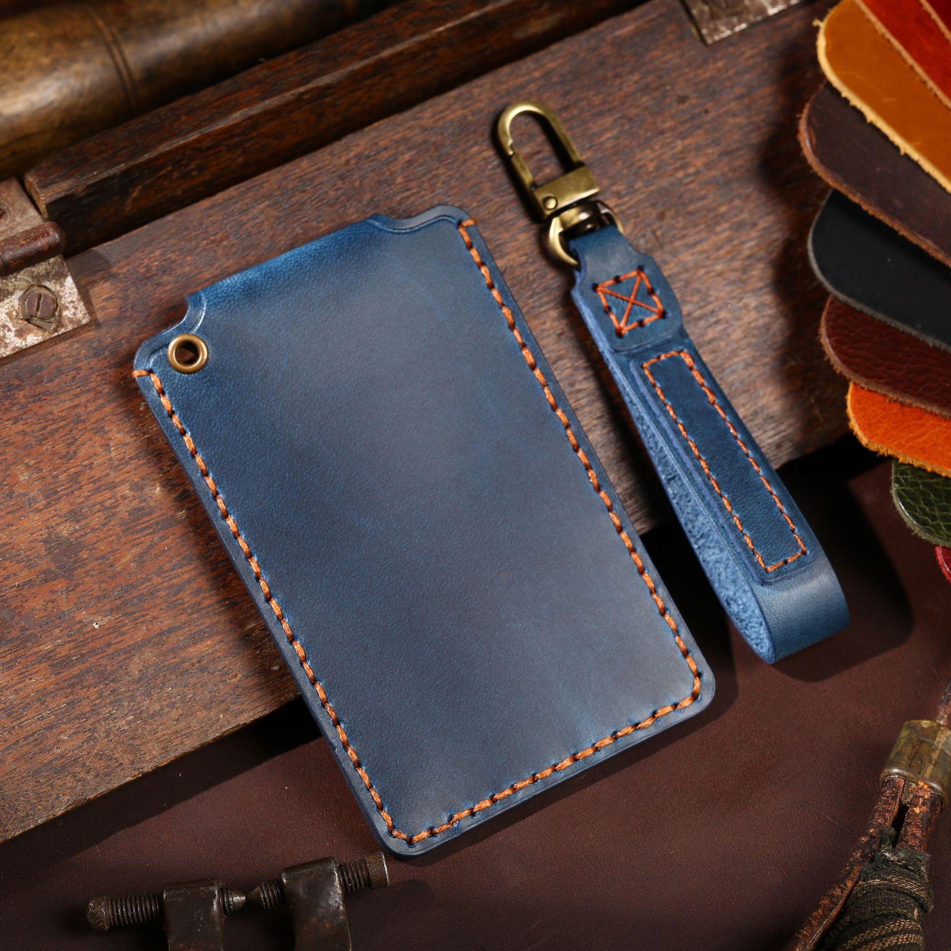 

Leather Car Card Key Case Cover For Tesla Model 3 S Y For Nio Es6 For Xpeng P7 For Bmw Nfc Nfc Sensor Key Blade Protective Cover