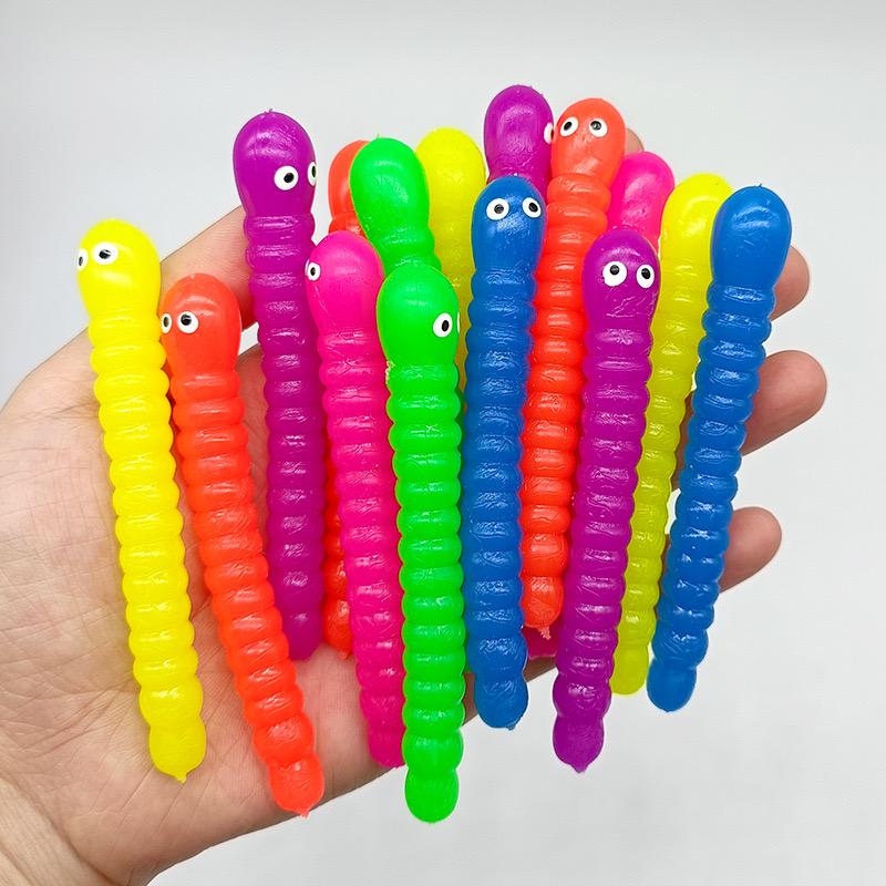 5pcs Colored Caterpillar Pull Worm Noodle Fidget Toy Stretch String TPR Rope Anti Stress String Stress Relief Autism Vent Toys