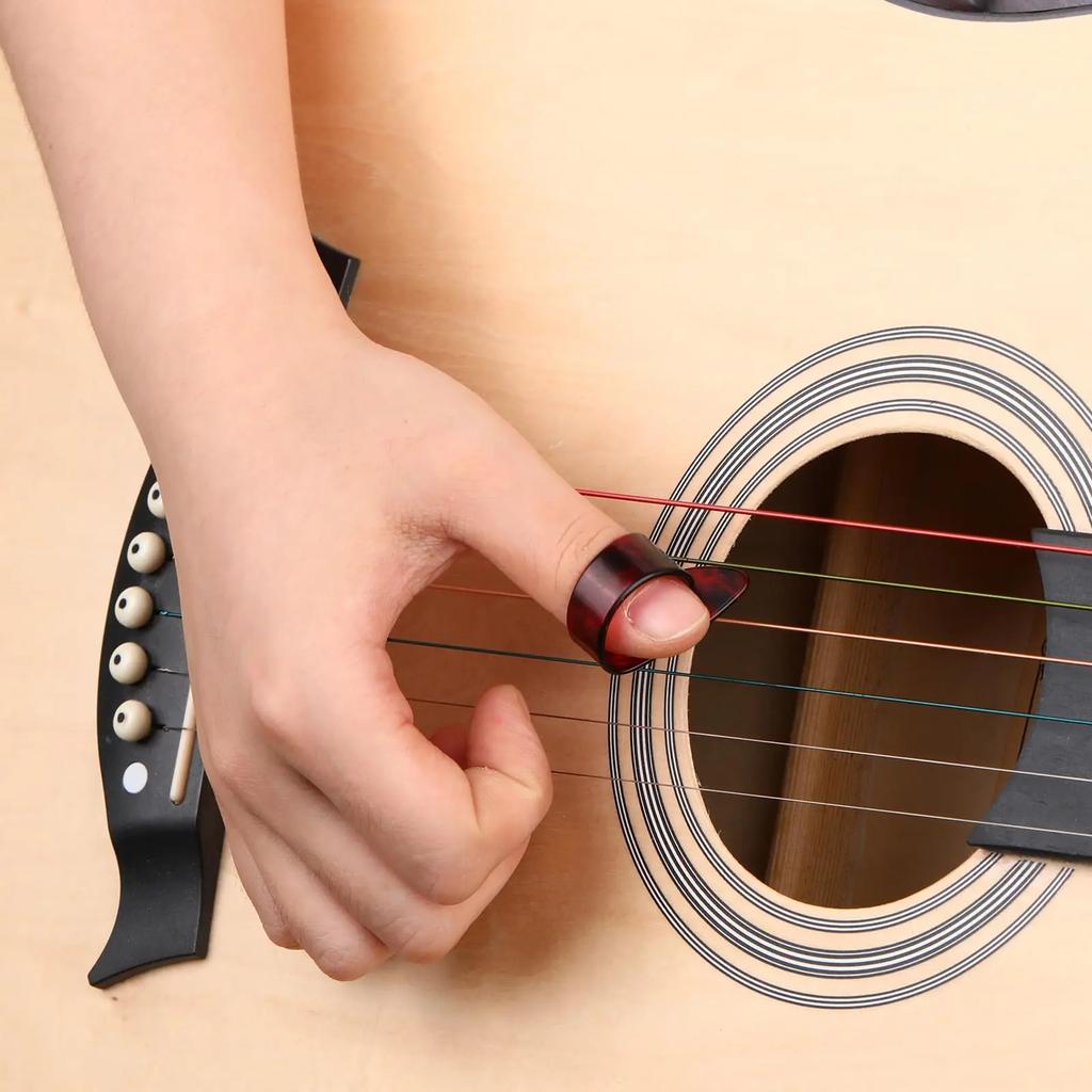 10pcs Celluloid Guitar Finger Picks Thumb/Index Sizes Fingerstyle Protector Anti-Slip Design Bass Acoustic/Electric  Guitar