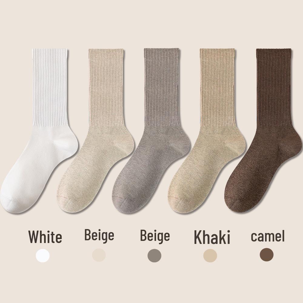 Women's Seamless Knee-High Cotton Socks, Antibacterial & Warm, Autumn/Winter 2024 Collection