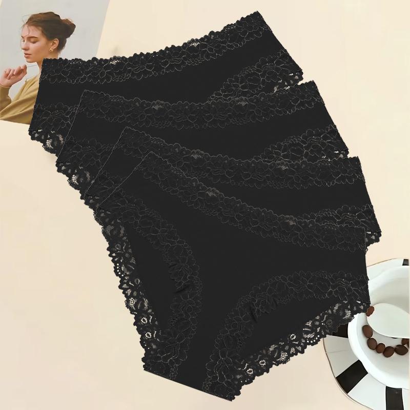 

4 шт./компл. хлопковое бесшовное нижнее белье женское кружевное белье сексуальное цветочное дышащее трусы женские однотонные трусики с низкой талией XL&4pcs