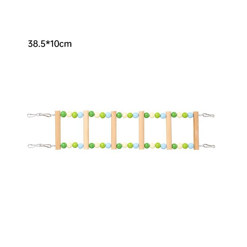 Wood Parrot Toys Bird Toy Cage Bird Accessories Swing Suspension Bridge Ball Cage Bells Pet Supplies Set