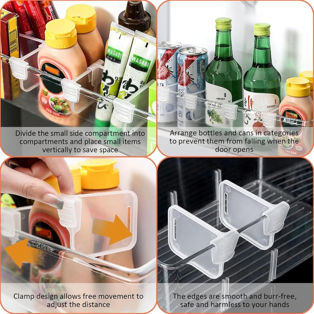 8/12/16 Pc Adjustable Refrigerator Storage Divider Snap-on Fridge Door Shelf Dividers Organizer Bins Plastic Container Separator