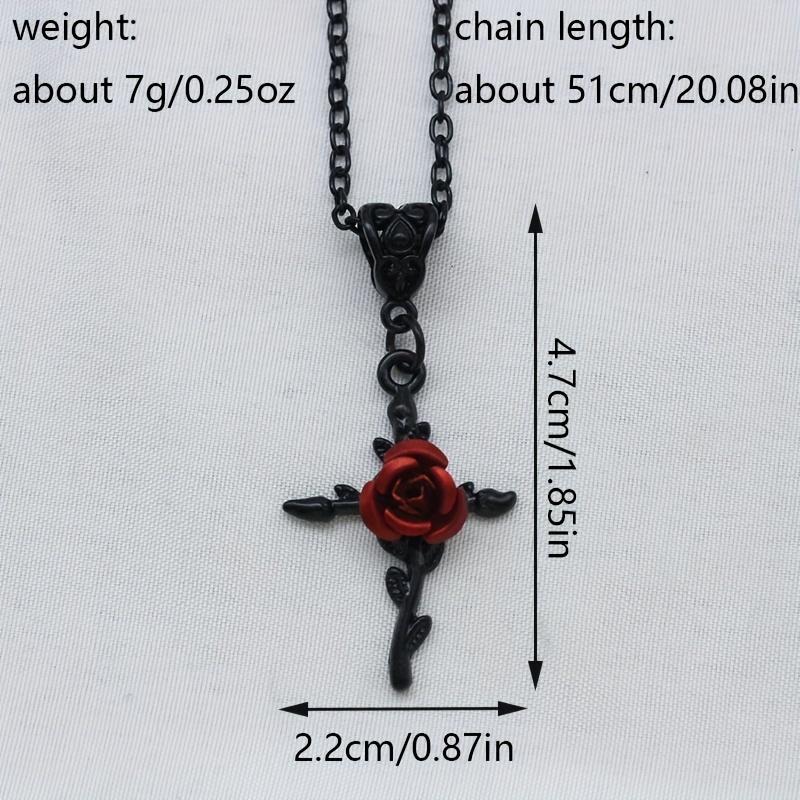 Black Rose Cross Pendant Gothic Simple Slender Neck Chain Festival Party Dress Up Necklace Women's Jewelry