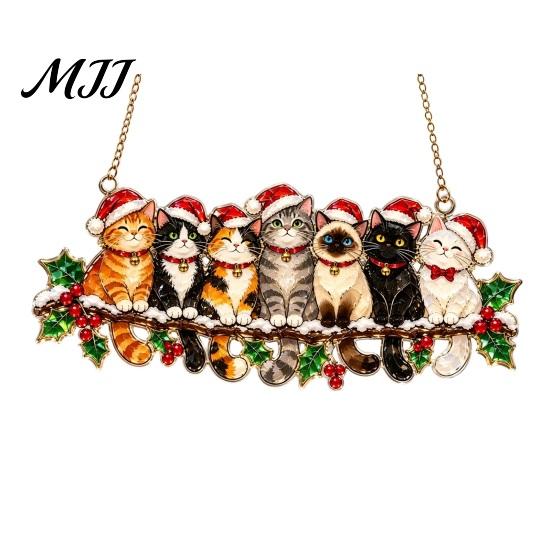 Creative New Year Gift Christmas Animal Suncatcher, Window Hanging Decor, Acrylic Holly Branch Sun Catcher, Winter Theme Room Decor Rainbow