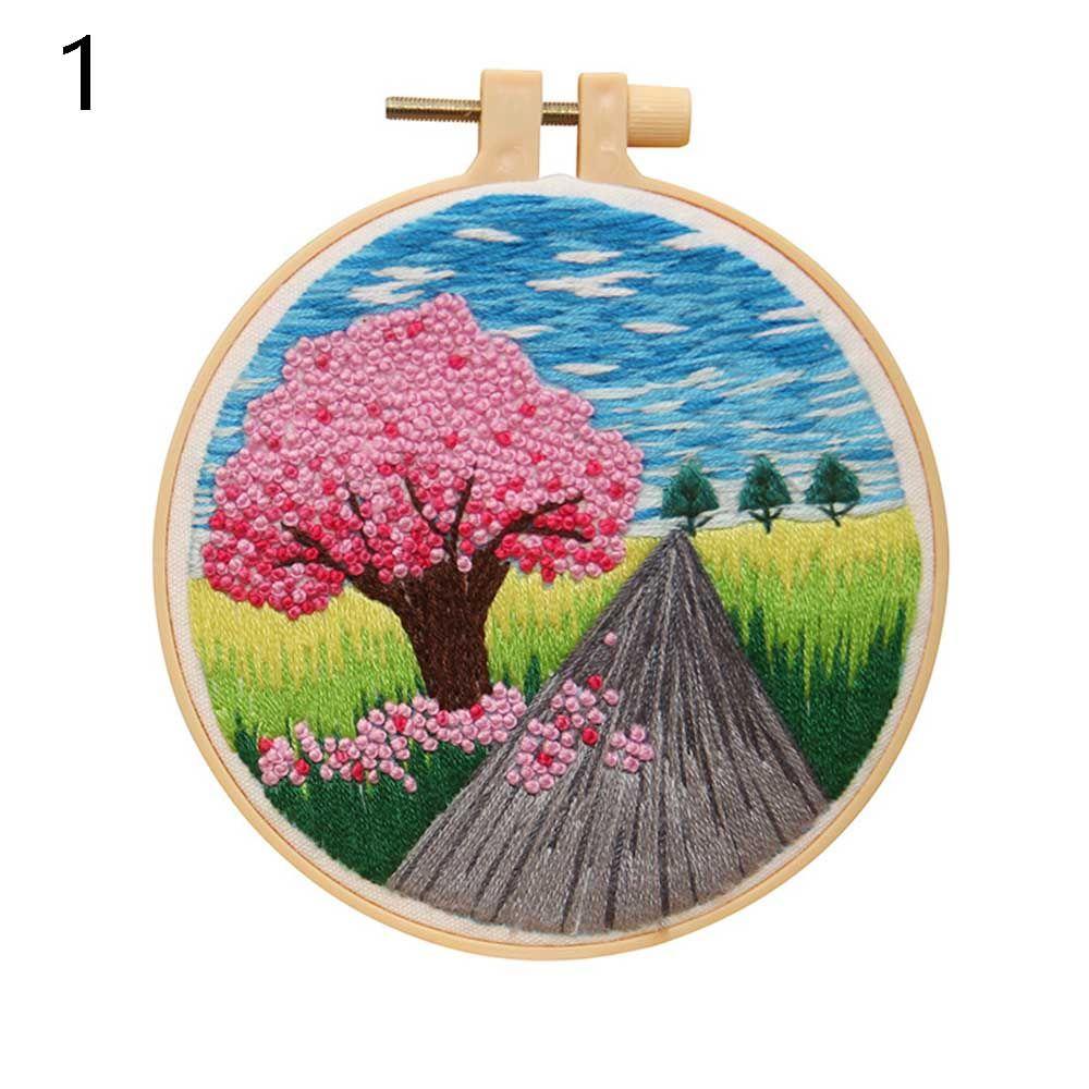 DIY Crafts Needle Thread Ornament Needle Punch Cross Stitch Kit Embroidery Hoop Flower Embroidery