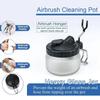Metal Handle Airbrush Cleaning Jar with Cover Glass Bottle Waste Liquid Collector  Modeling