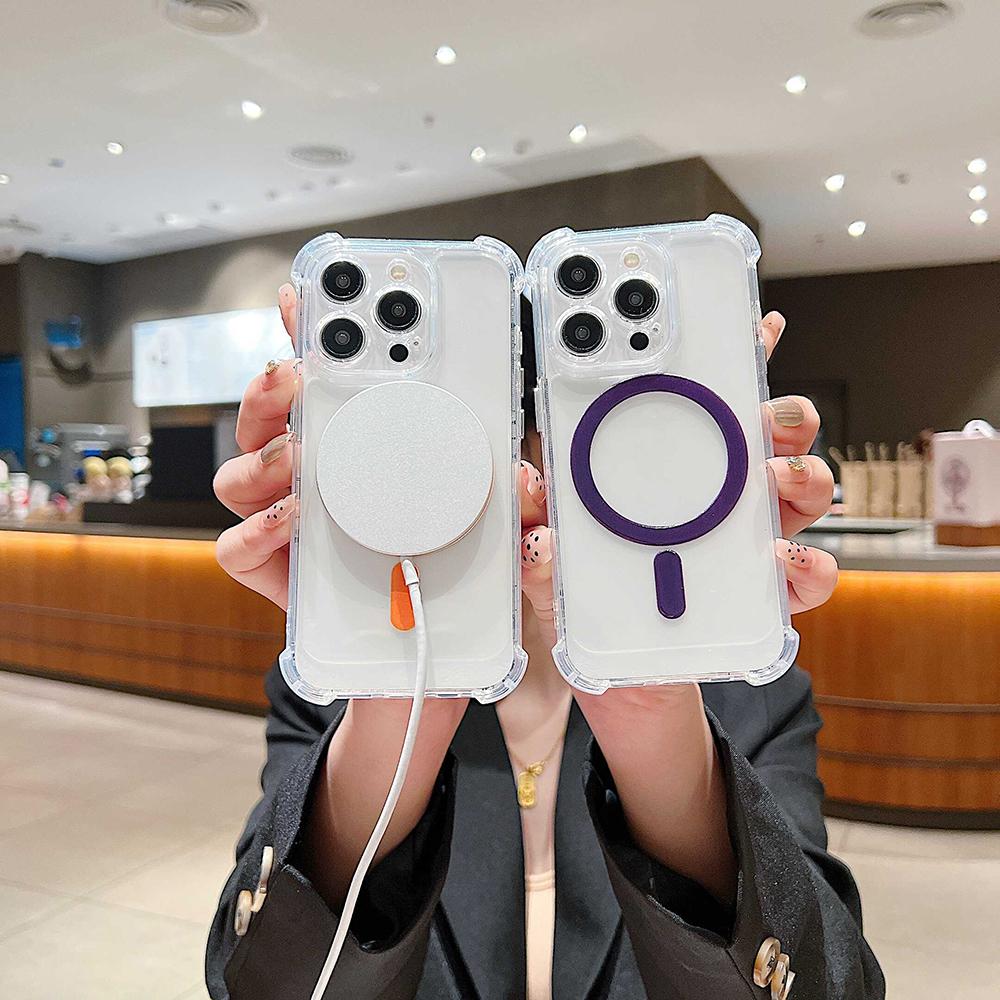 Strong Magnetic Magsafe Wireless Charging Transparent Case For iPhone 17Air 16 15 14 13 12 11 Pro Max Shockproof Silicone Clear Soft 7/8Plus XR Cover