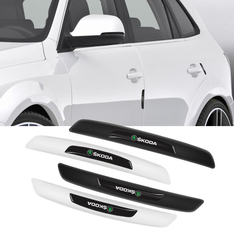 HFB4 4Pcs Rubber Anti Collision Strip Car Door Rearview Mirror Protector Stickers For Skoda Mk3 Yeti Kamiq Kodiaq Karoq Octavia Fabia