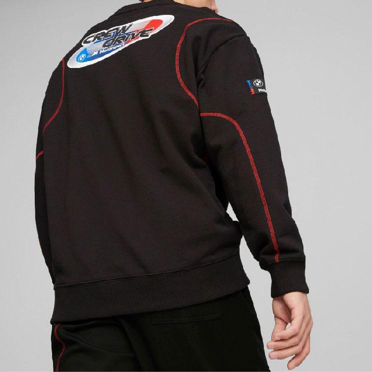Puma X Bmw Mms Garage Long Sleeve Sweatshirt With Crew Neck And Logo Print Unisex Sweatshirt Black 621027-01