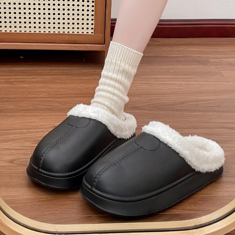 Women's & Men's Non-Slip Waterproof Cotton Slippers - Winter 2025 New Style, Indoor Closed-Toe Design for Couples.