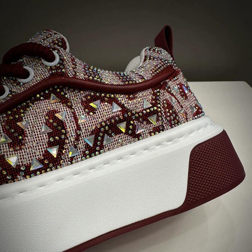 Fashion The popular water diamond men's shoes, retro height-increasing sneakers, shiny hairdresser's light luxury trendy shoes 8