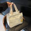 Canvas Lunch Bag with Handle Bow Print Tote Bag Lightweight Hobo Bag for Women Girls School Office Meal Prep Bag Cute Lunch Bag