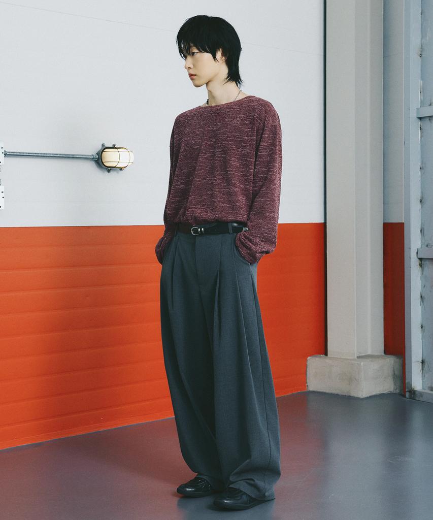 LXT Double-Pleat Wide Balloon Slacks [Charcoal]