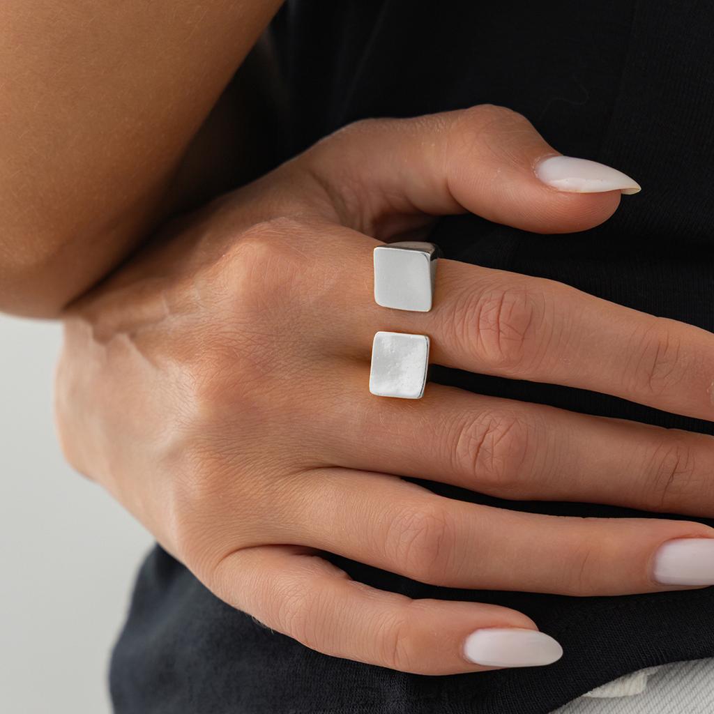 European and American Exaggerated Mirror Ins Wind Wide Surface Ring, Simple Square Geometric Resin Gem Ring Jewelry Women