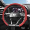 Suitable for Perforated Leather Steering Wheel Cover, Non-Slip, Sweat-Absorbent, Breathable, Integrated Snap-On Protective Cover for Ibiza, Arona
