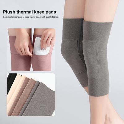1 pár nákolenníků s přední kapsou pro ohřívače Protiskluzové teplé legíny Vysoce elastická sametová kolenní ortéza pro outdoorové sporty Chladné počasí
