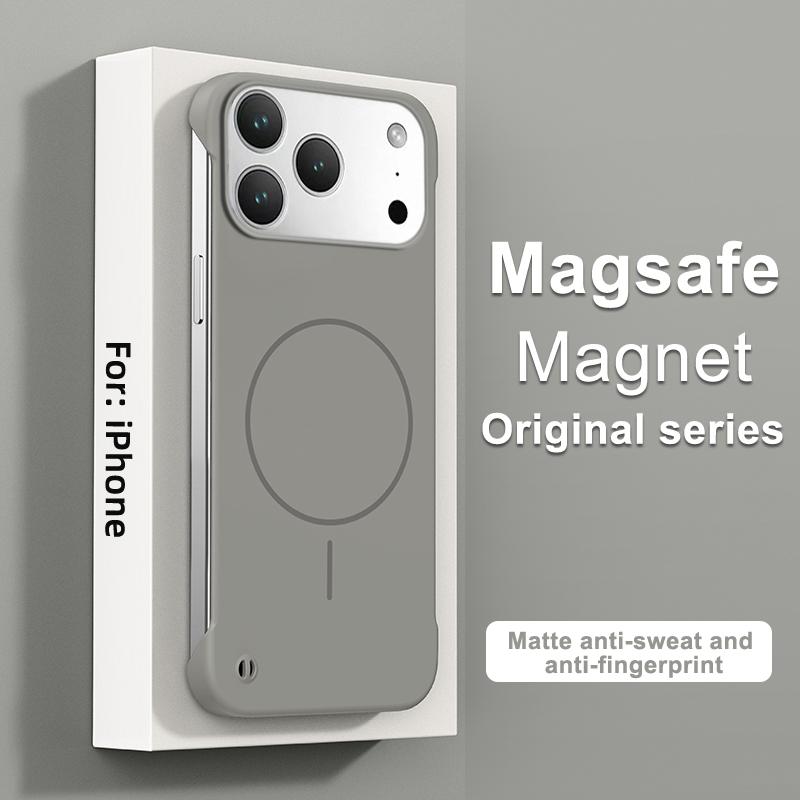 For Magsafe Frameless Magnetic Wireless Charge Case For iPhone 17 Air 16 15 14 13 12 11 Pro Max 16E Ultra Thin Matte PC Cover