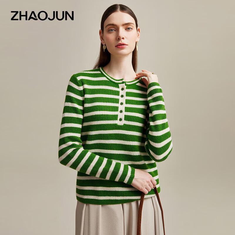 

Zhaojun Women s Striped Color-Block Pure Cashmere Pullover Sweater XL