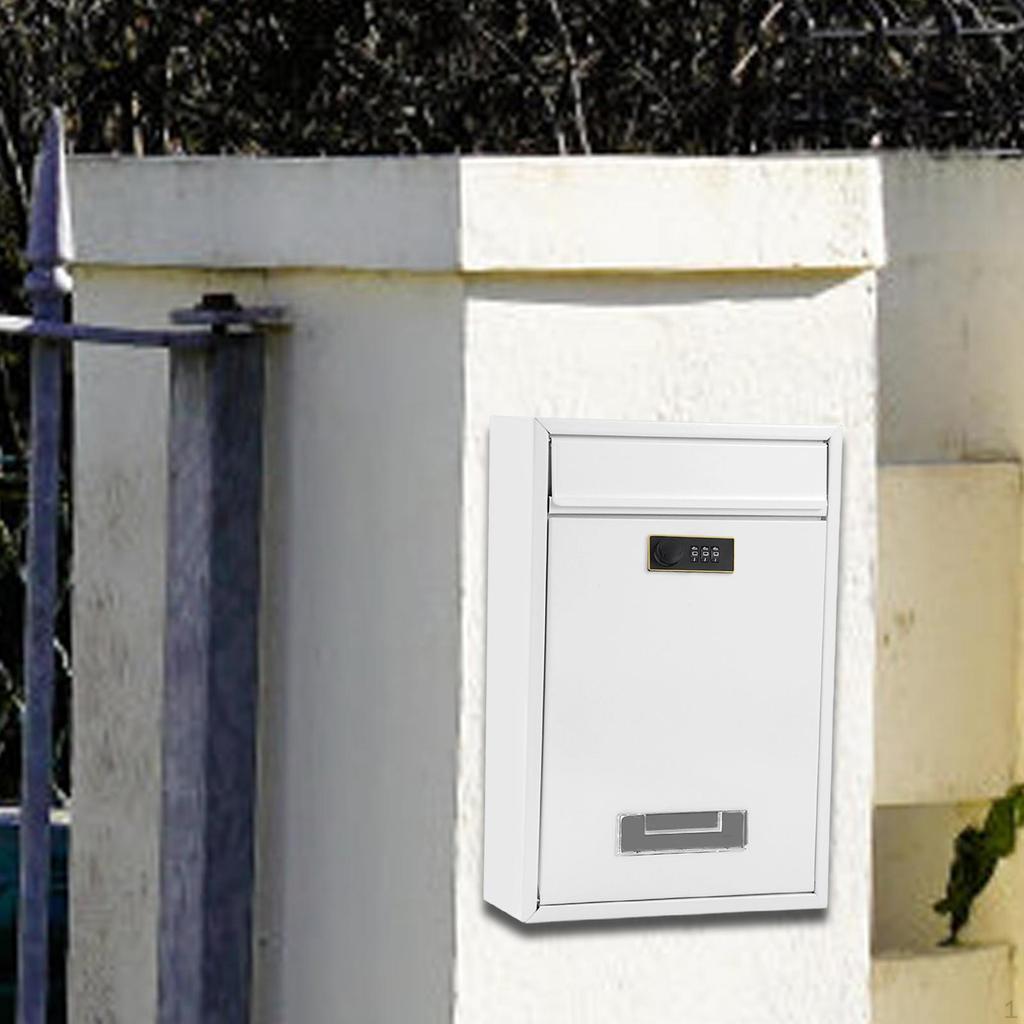 Combination Lock Security Mailbox Wall Mount 8.6x3.3x12.6inch for Gated Community Mail Collection