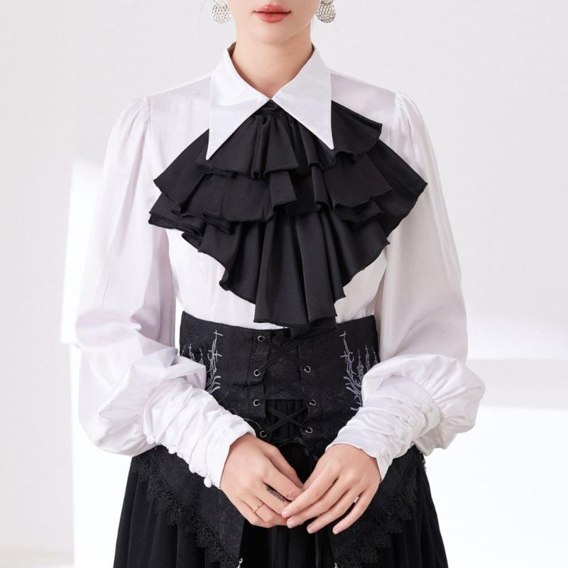 Adjustable Multi Layer Flouncing Detachable Collar For Blouses Dresses Gothic Fashion Accessory In White