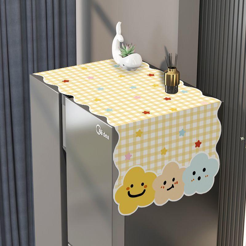 Cute Cartoon Capybara Refrigerator Dust Cover Waterproof Non-Slip Reusable for Home Dorm Kitchen Decor & Storage