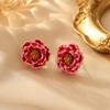 Elegant Retro Chinese Style Flower Stud Earrings with 3D Design