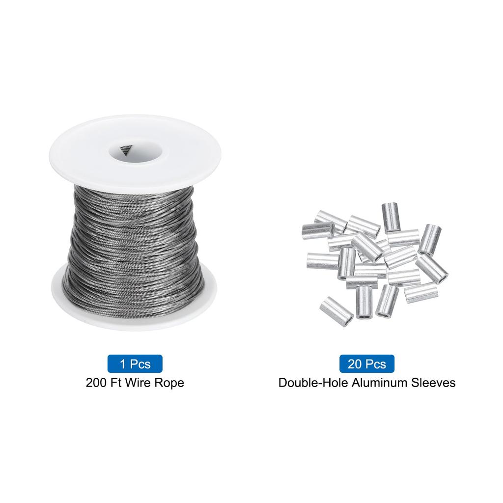 uxcell 230 stop (70 metrů) Ocelové lanko 304 Nerezové lanko 3/64"(1 mm) Potaženo vinylem