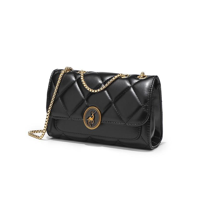 

New black chain rhombus small square bag, high-end single shoulder armpit bag, fashionable, casual and simple. 22*7*13CM чёрный