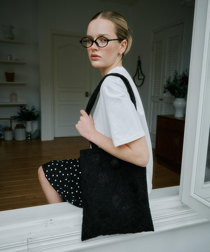 Greenbutter Rose Jacquard Bag (Black)