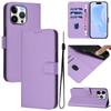 For iPhone 15 Pro Max Case Solid Color Wallet Leather Phone Cover with Strap