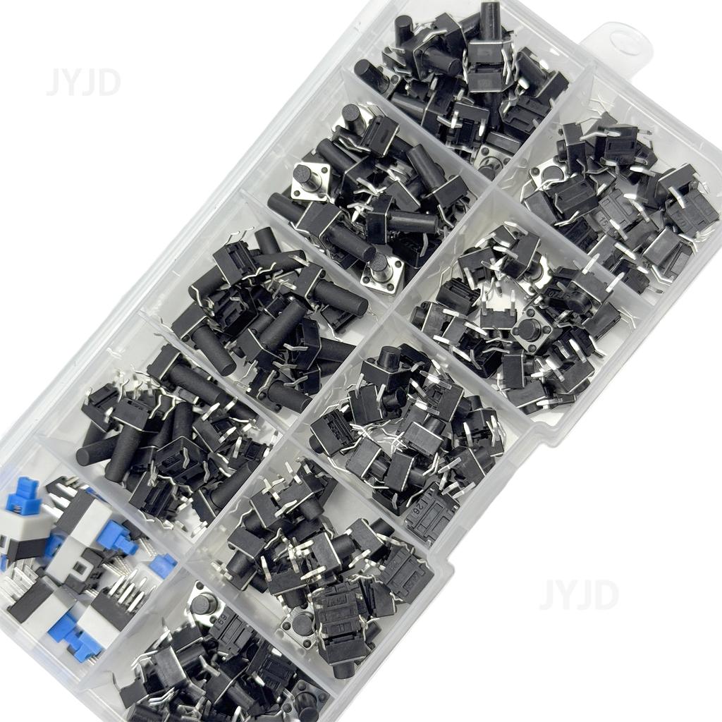 10 Types of 180pcs Button Switch Direct Insertion Light Touch Switch Button Switch Classification Box Kit
