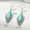 Vintage Pattern Blue Rhinestone Inlaid Turquoise Water Drop Earrings Bohemian Personality Water Drop Earrings