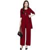 3Pcs/Set O-neck Sleeveless Lady Outfit Irregular Hem Elastic Waistband Pockets Vest Top Wide Leg Pants Mid-length Coat Set