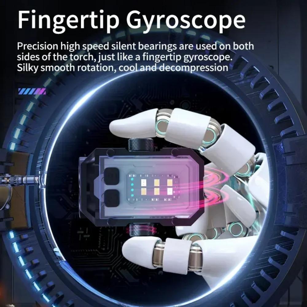 Mini LED Keychain Light Portable Magnetic EDC Flashlight Outdoor Camping Fishing Emergency Work Hat Clip Lamp With FingertipGyro