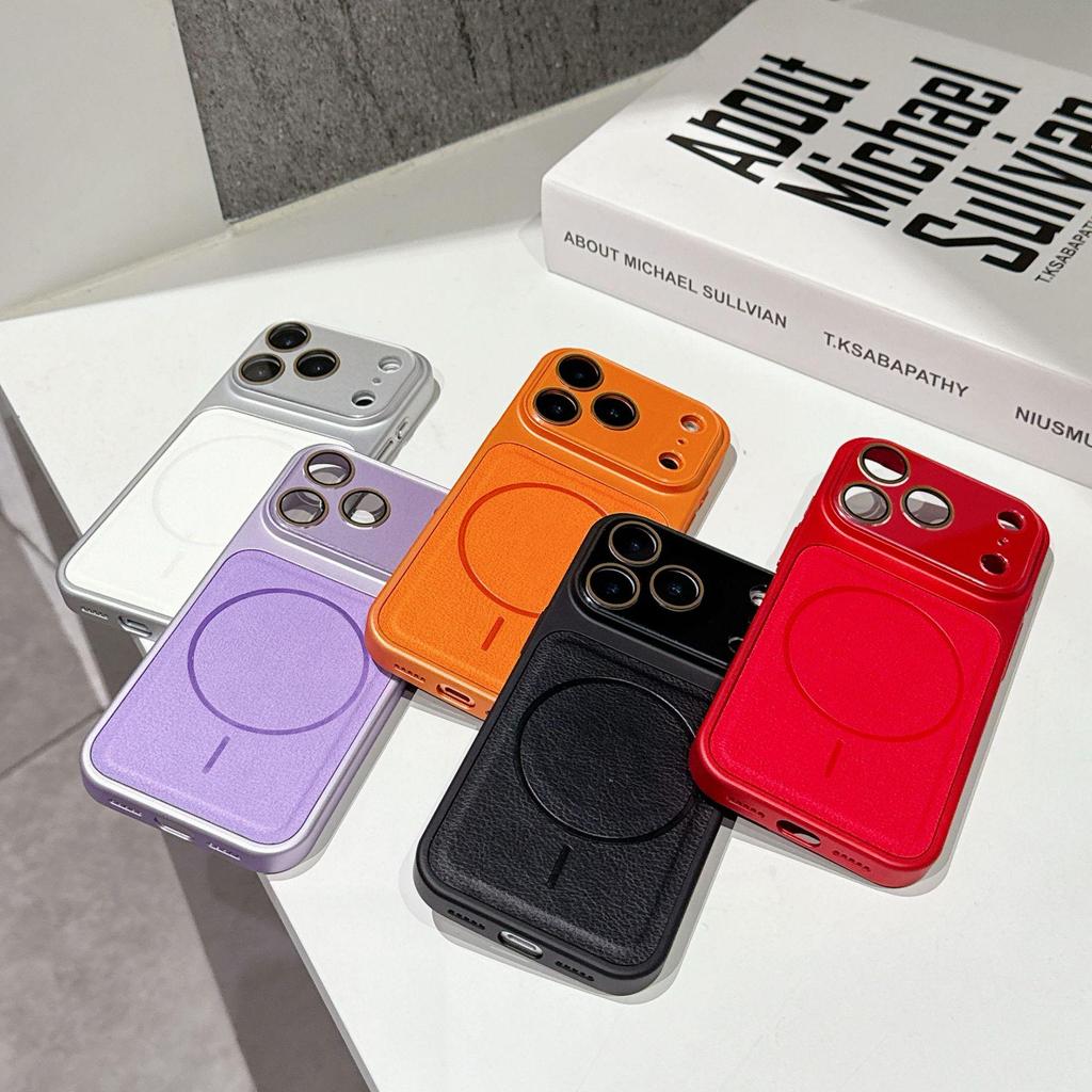 iPhone 17 Pro Max Lychee Grain Magnetic Case with Large Window