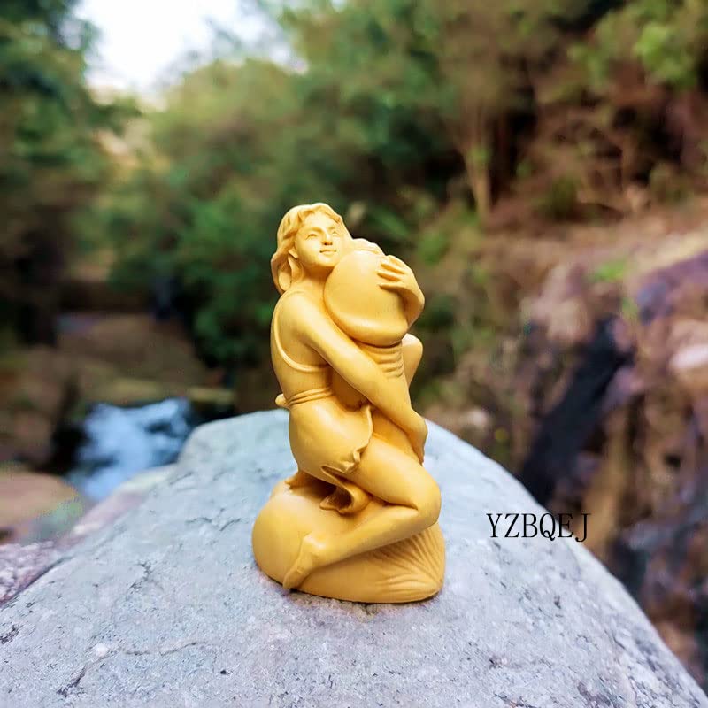 beautiful wood boxwood wood feng room living Asian miscellaneous gift Woman, girl, carving, sculpture, carving, ornament, interior, shui, decoration,
