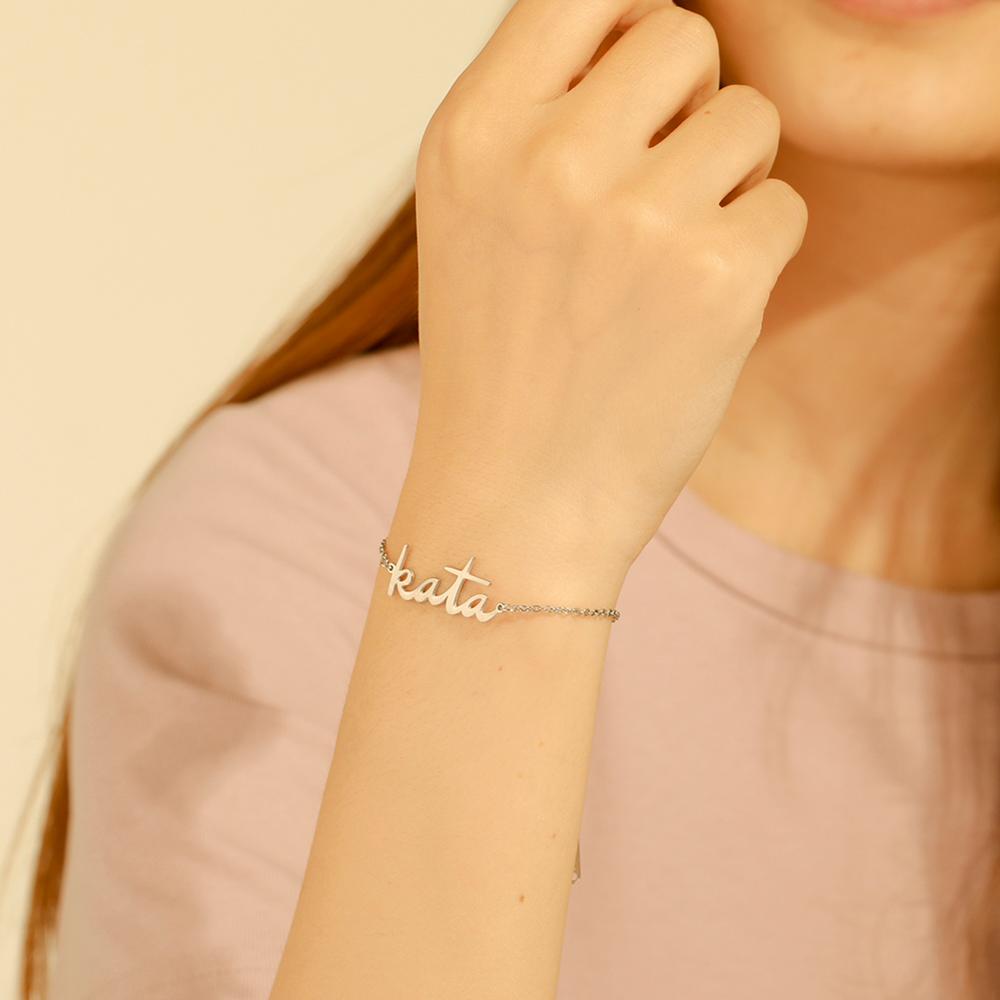 Xiaomi Skyrim Personalized Name Bracelet Women Stainless Steel Chain Letter Customized Charm Bracelets Unique Custom Jewelry Gift